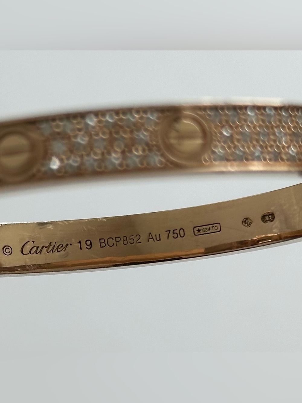 $46,550 Cartier Love Bracelet Classic Model Paved Diamond 18K Rose Gold Size 19 - Picture 6 of 6